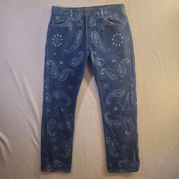 Levi's Other - Levis Big E Snoop Dogg Lot 420 Paisley Print Blue Denim Jeans Mens W36 L32 AOP